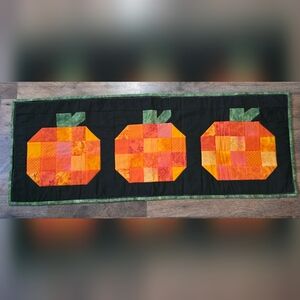 Handmade Quilted Scrappy Pumpkin Holiday Table Runner Decoration